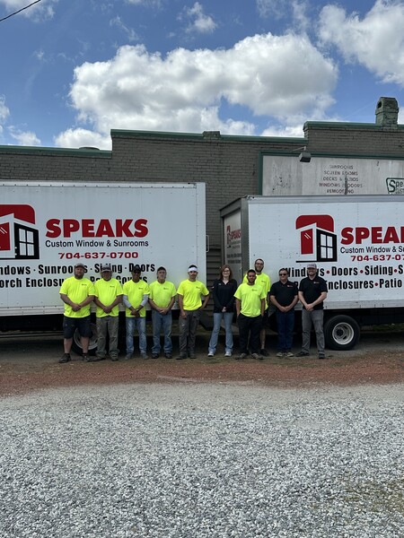 A factory-certified window installer with Speaks Custom Window performing structural assessment in Salisbury NC.